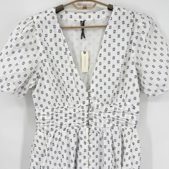 Anthropologie Katerina Button-Front Midi Dress White Blue Size Large NWT - Picture 3 of 8